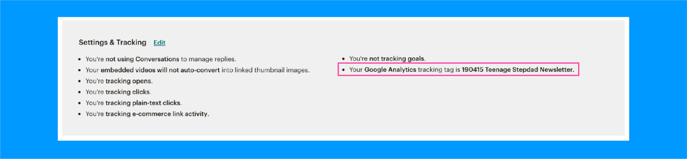 Google Analytics example 