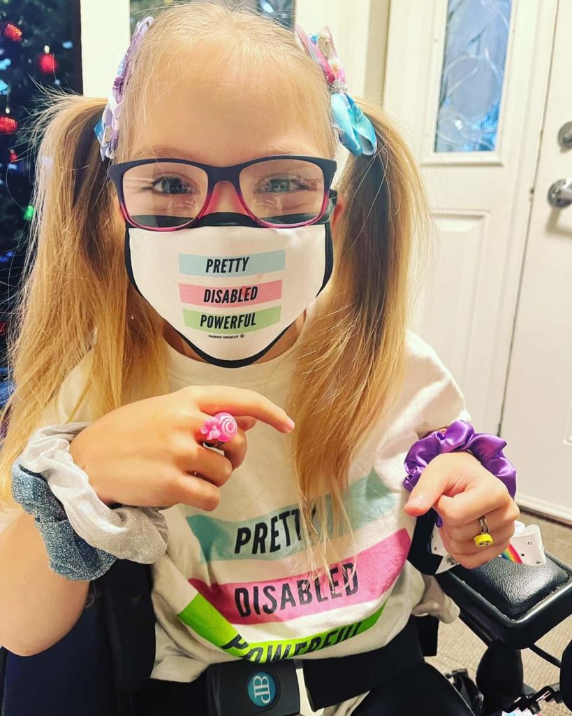 "Pretty Disabled Powerful" Youth Face Mask and Kids T-Shirt