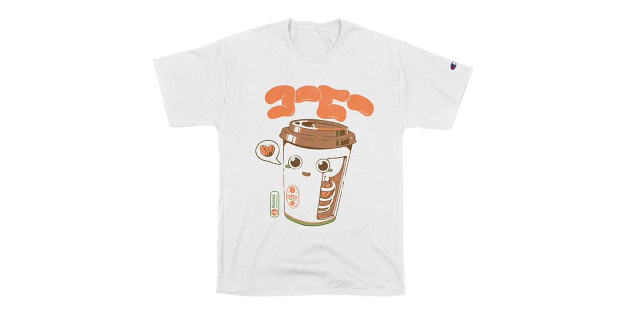 Ilustrata's "Cute Coffee x-Ray" on a Unisex Champion® T-Shirt