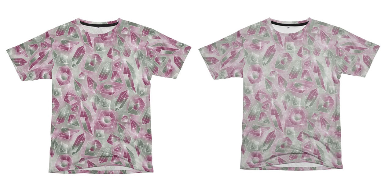 Rebecca Flaherty's "Watercolour Water Crystals" on a Unisex Cut & Sew Regular and French Terry T-Shirt