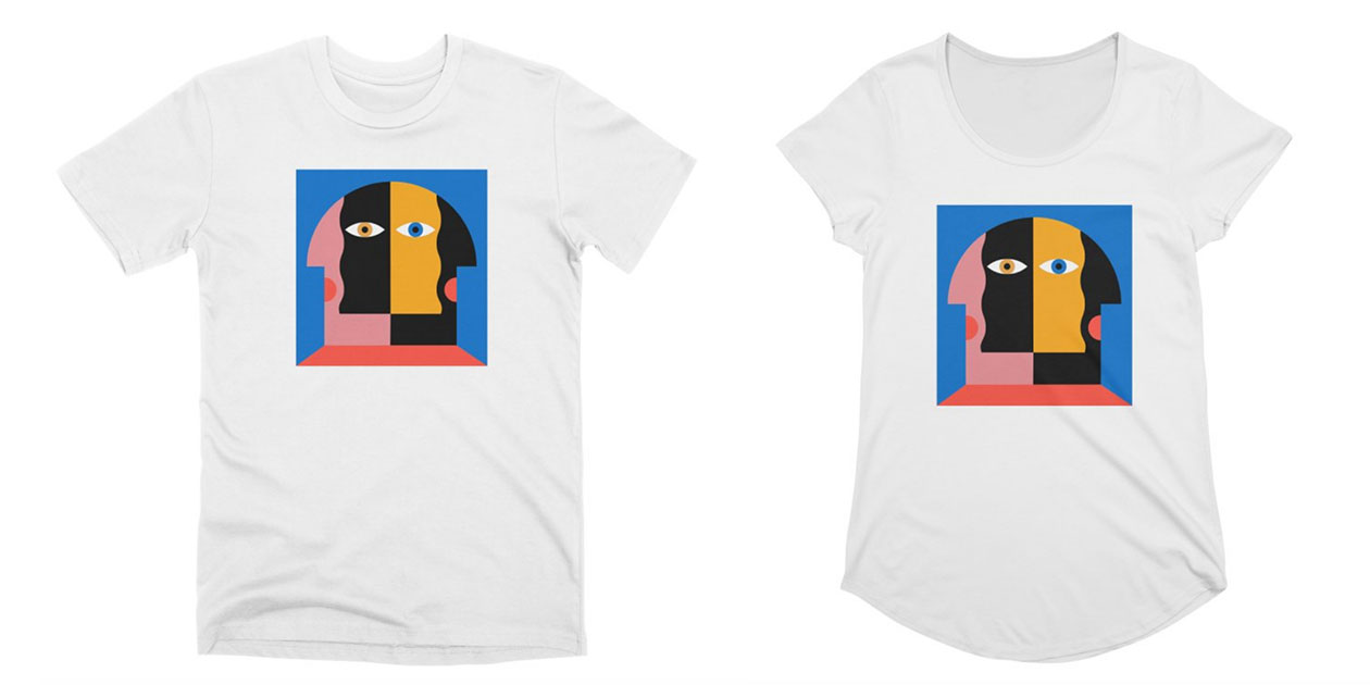 Running Dog's "Persona" on a Men's and Women's Premium T-Shirt