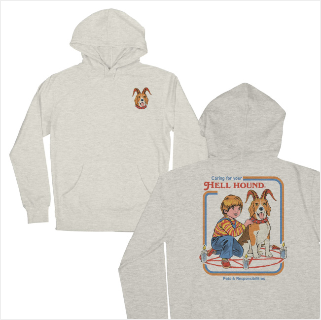 French Terry Pullover Hoody: “Caring for Your Hell Hound” by Steven Rhodes
