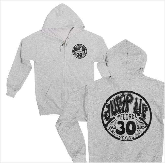 "Jump Up 30 Black" Classic Zip-Up Hoody by Jump Up Records