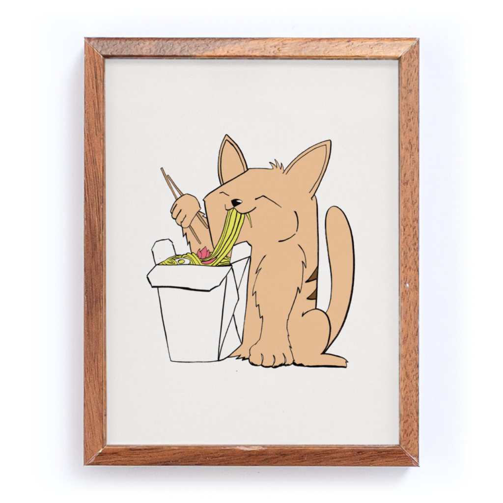 "Ramen Cat" Mini Framed Art Print
